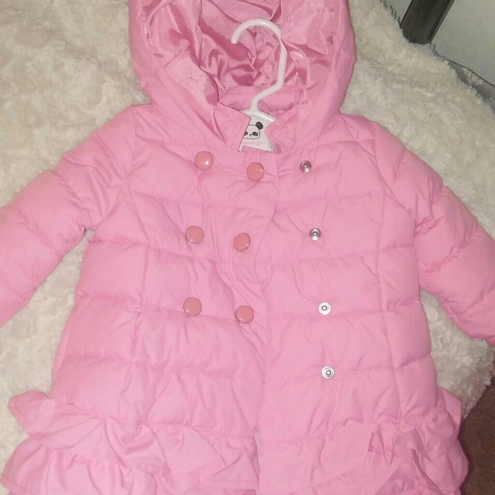 pink infant ruffle puff coat